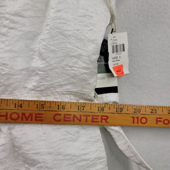 Clara Sun Woo Womens White Short Sleeve Button-Up Blouse L New w/Tags - Picture 11 of 11
